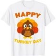 thumbnail image 1 of Happy Turkey Day Shirt Men Women Kids Family Thanksgiving T-ShirtMen's and women's pure cotton short-sleeved shirts, 1 of 7