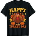 thumbnail image 1 of Happy Turkey Day Tee For Women Happy Thanksgiving Fall T-Shirt, 1 of 3