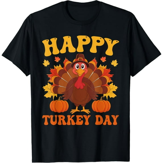 Happy Turkey Day Tee For Women Happy Thanksgiving Fall T-Shirt