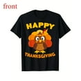 thumbnail image 1 of Happy Turkey Tee Thanksgiving Christmas Graphic Soft Cotton Short Sleeve Round Neck Holiday Top Black S-5XL, 1 of 5