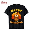 thumbnail image 1 of Happy Turkey Tee Thanksgiving Christmas Graphic Breathable Short Sleeve Round Neck Holiday Top Black S-5XL, 1 of 5