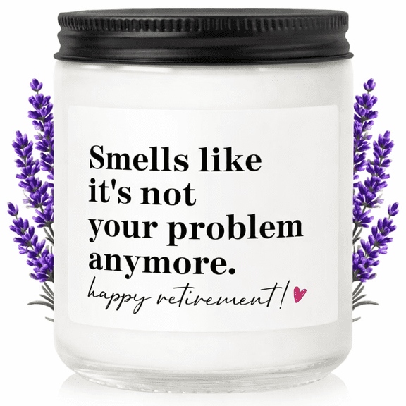 Happy U.S Retirement Gift for Woman, Men - 9oz Lavender Scented Soy Wax Candle- Best 2025 Retired Gifts for Women, Men, Friends, Coworker, Teacher, Funny Retirement Candle