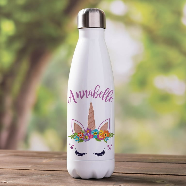 Happy Unicorn Girls Personalized Water Bottle