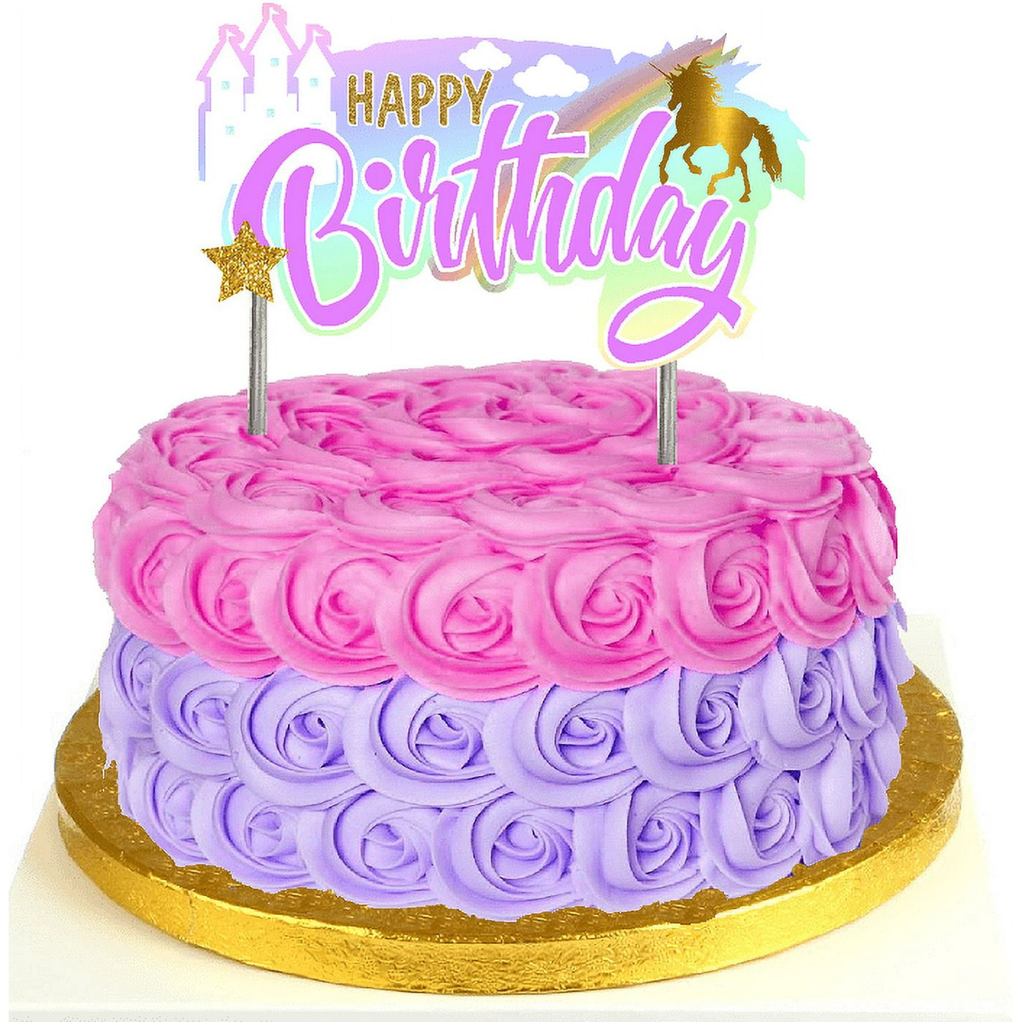 Happy Unicorn Happy Birthday Cake Decoration Banner Cake Topper ...