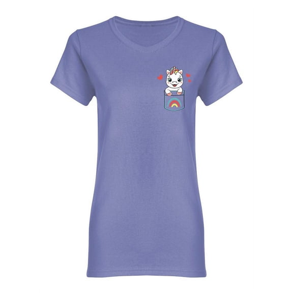 Happy Unicorn In Pocket Shaped Tee Women's -Image by Shutterstock