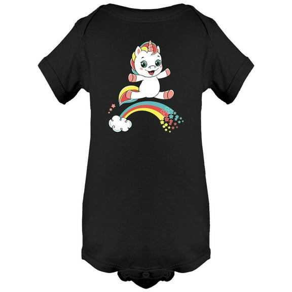 Happy Unicorn Over Rainbow Bodysuit Infant -Image by Shutterstock, Newborn