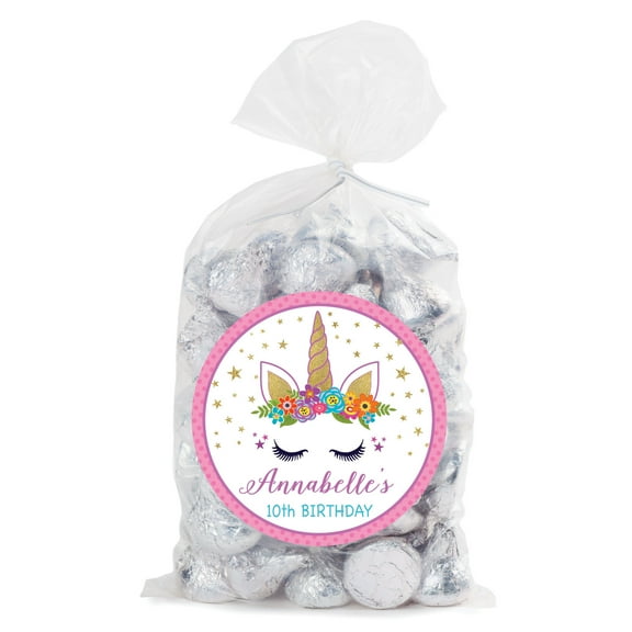 Happy Unicorn Personalized Sticker and Treat Bag Set