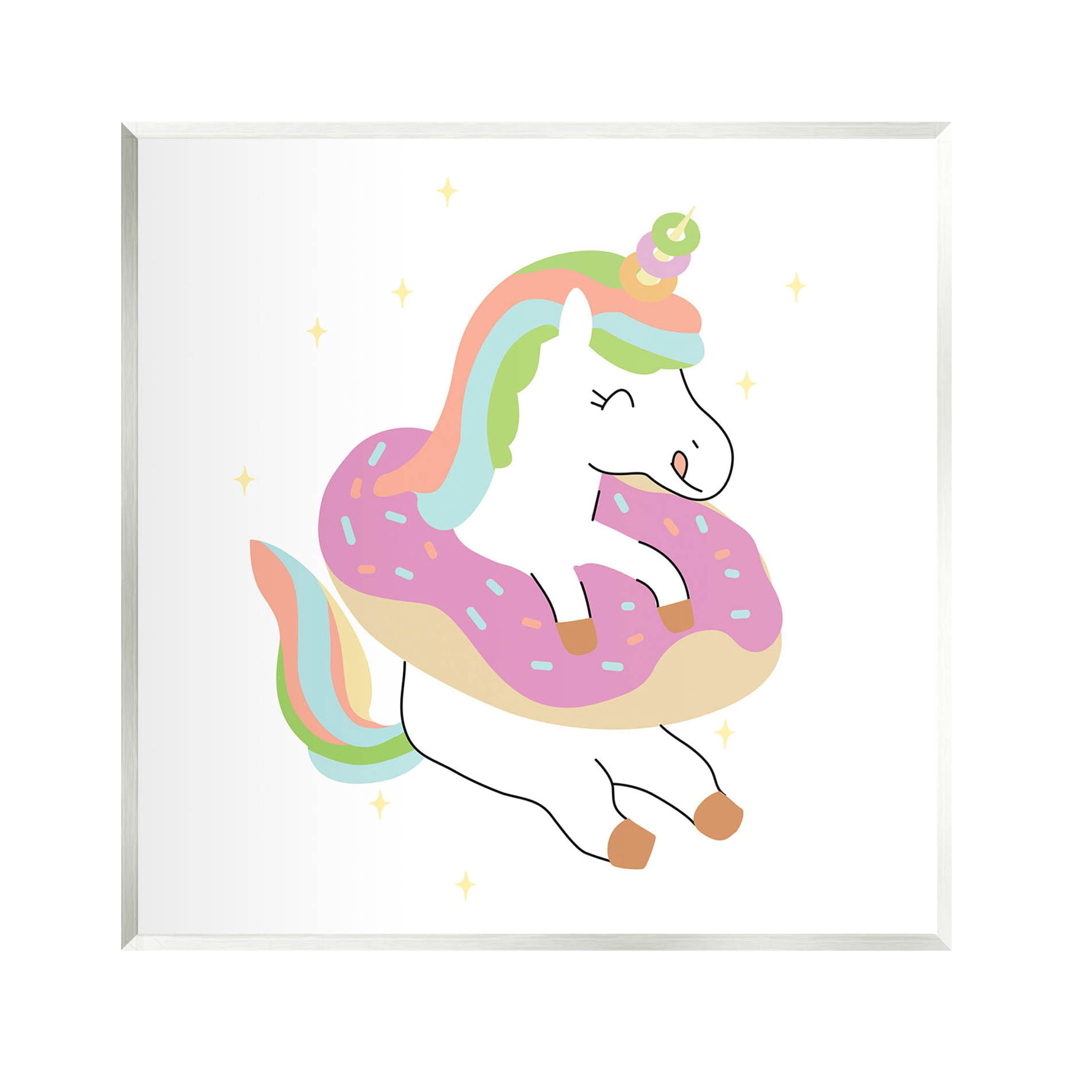 Happy Unicorn Sprinkled Donut Fairy Tales & Fantasy Graphic Art Unframed Art Print Wall Art