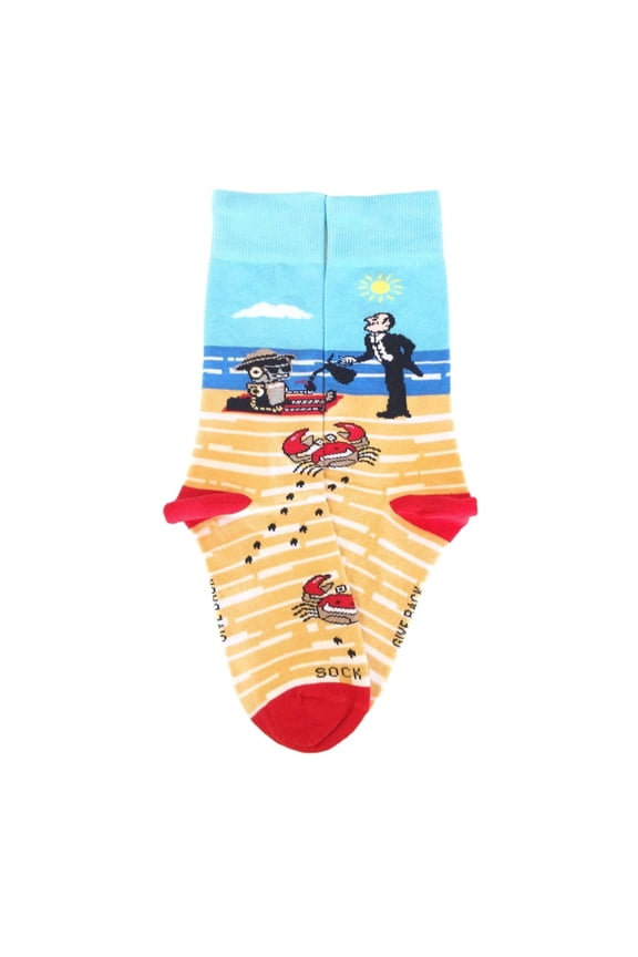 Happy Vacationing Robot on the Beach Socks
