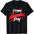 thumbnail image 1 of Happy Valentine Day Celebration Romantic Love Couple Holiday Unisex T-Shirt ,up to size 5XL, 1 of 2