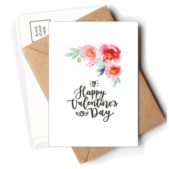 Happy Valentine Flowers Quote Postcards Envelopes Blank Note Cards Mailing