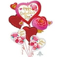 thumbnail image 1 of Happy Valentine'S Day Heart & Rose Balloon Bouquet (5 Pieces) - Party Supplies Decoration, 1 of 1