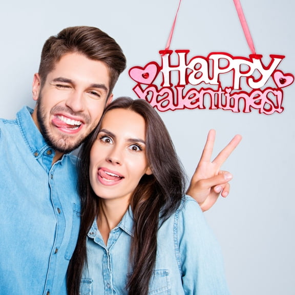 Happy Valentine'S Day Wall Decor Sign Wreath Home Decor Door Hanger For Front Door Red Decorative Hanging Sign Outdoor Indoor Room Window Wall Farmhouse Gifts(Non-Woven Fabric)