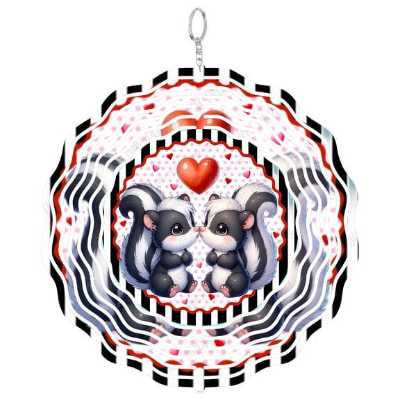 Happy Valentine Skunk Love 3D Wind Spinner, Sublimation Design, Funny Cute Animal Gift