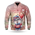 thumbnail image 1 of Happy Valentine’s Day Adorable Alaskan Malamute Puppy Holding Heart Balloon All Over Print 3D Baseball Jacket Alaska Mal Dog Lovers Gifts Bomber Jacket Softball - 00030, 1 of 6