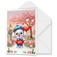 thumbnail image 1 of Happy Valentine’s Day Adorable Bichon Frise Puppy Holding Heart Balloon 5x7in Folded Greeting Card Bichons Dog Lovers Gifts Idea Single Note Card with Envelope - 00030, 1 of 5