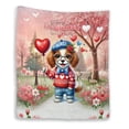 thumbnail image 1 of Happy Valentine’s Day Adorable Brittany Spaniel Puppy Holding Heart Balloon Quilt Blanket Brittany Dog Lover Gifts Idea Cozy Comforter Throw Blanket - 00030, 1 of 5