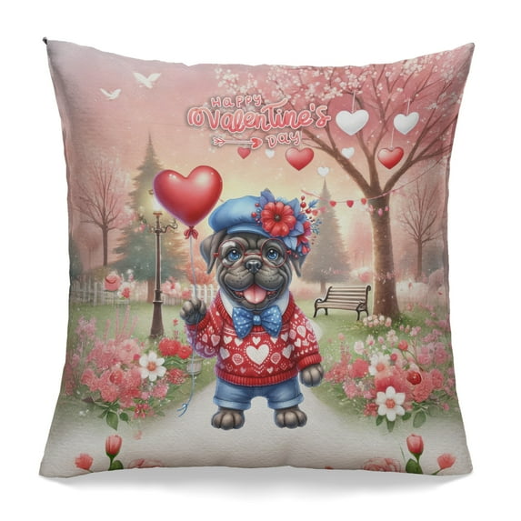Happy Valentine’s Day Adorable Cane Corso Puppy Holding Heart Balloon Pillowcase Double Sided Italian Mastiff Dog Lover Gifts Idea Pillow Case Covers - 00030