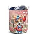 thumbnail image 1 of Happy Valentine’s Day Adorable Corgi Puppy Holding Heart Balloon Foldable Laundry Basket Welsh Corgi Dog Lover Gifts Idea Organizer Storage with Handles - 00030, 1 of 5