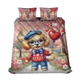 thumbnail image 1 of Happy Valentine’s Day Adorable Goldendoodle Puppy Holding Heart Balloon Quilt Bedding Set Doodle Dog Lover Gifts Idea 1 Blanket Bed Cover 2 Pillowcases - 00030, 1 of 5