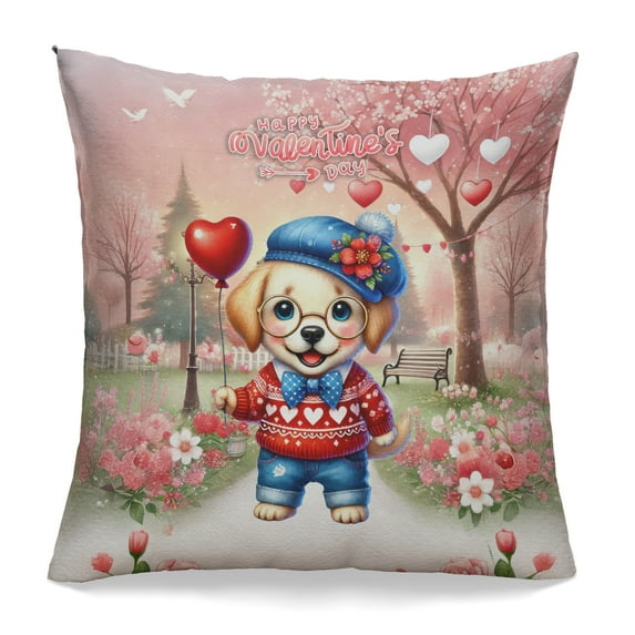 Happy Valentine’s Day Adorable Labrador Retriever Puppy Holding Heart Balloon Pillowcase Double Sided Lab Dog Lover Gifts Pillow Case Covers - 00030