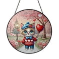 thumbnail image 1 of Happy Valentine’s Day Adorable Manx Kitten Holding Heart Balloon Stained Glass Suncatcher Cat Lover Kitten Owner Gifts Window Hanging Sign Decor - 00030, 1 of 5
