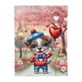 thumbnail image 1 of Happy Valentine’s Day Adorable Pitbull Puppy Holding Heart Balloon Cozy Fleece Blanket Terrier Dog Lover Warm Soft Throw Blanket - 00030, 1 of 5