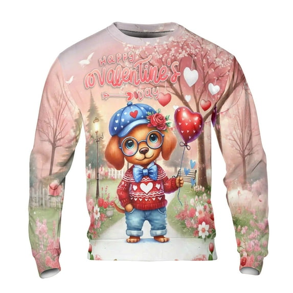 Happy Valentine’s Day Adorable Vizsla Puppy Holding Heart Balloon All Over Print 3D Sweatshirt Unisex Merch Vizslas Dog Lover Gifts Idea - 00030