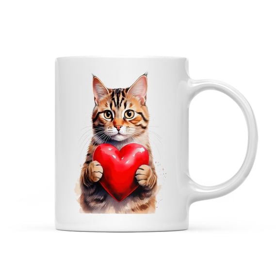 Happy Valentine's Day American Shorthair Brings Love Heart Mug Cat Lover Kitten Owner Gifts Coffee Tea Cup - 02028