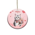 thumbnail image 1 of Happy Valentine's Day American Shorthair holding flowers Ceramic Round Ornament Cat Lover Kitten Owner Gifts Home Tree Decor - 03005, 1 of 5