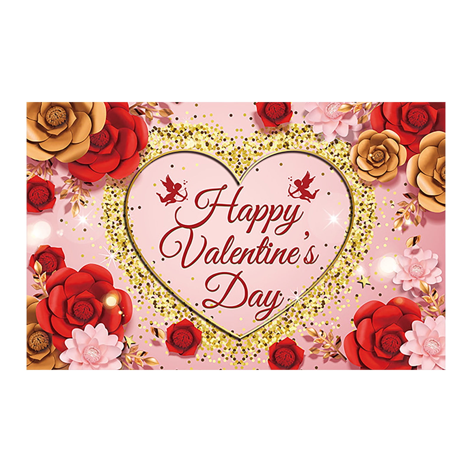Happy Valentine's Day Backdrop Banner 70x45 Inch - Large Red Heart ...