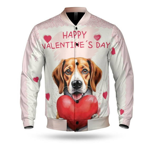 Happy Valentine's Day Beagle Brings Love Heart All Over Print 3D Baseball Jacket Beagles Dog Lover Gifts Idea Bomber Jacket Softball - 02028