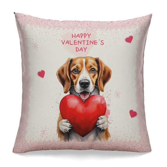 Happy Valentine's Day Beagle Brings Love Heart Pillowcase Double Sided Beagles Dog Lover Gifts Idea Pillow Case Covers - 02028