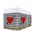 thumbnail image 1 of Happy Valentine's Day Bed Skirt King Size 18 Inch Drop, Arrow Piercing Heart Black Plaid Linen Adjustable Elastic Dust Ruffles Bedskirt for King Bed Wrap Around Pleated Mattress Frame Cover, 1 of 9