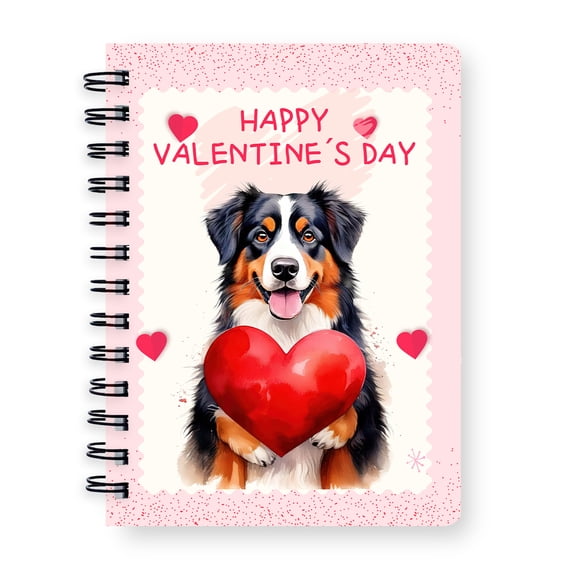 Happy Valentine's Day Bernese Mountain Dog Brings Love Heart Spiral Bound Journal Berner Lover Gifts 5x7in Spiral Notebook - 02028