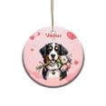 thumbnail image 1 of Happy Valentine's Day Bernese Mountain Dog holding flowers Ceramic Round Ornament Berner Lover Gifts Home Tree Decor - 03005, 1 of 5