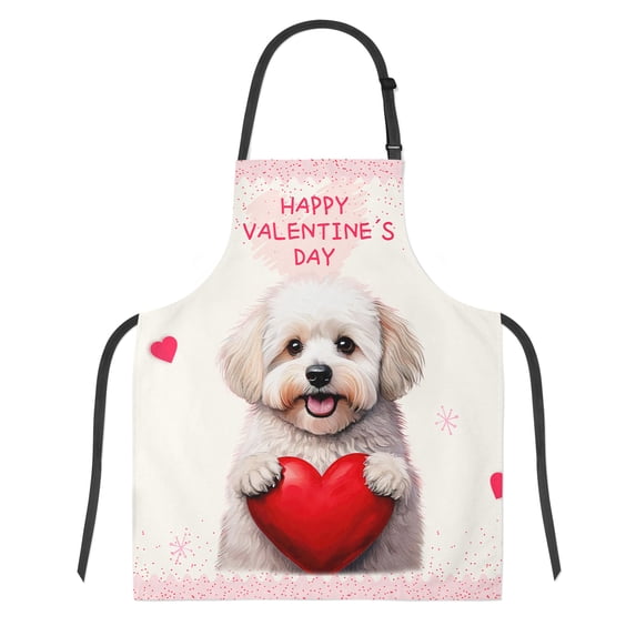 Happy Valentine's Day Bichon Frise Brings Love Heart Apron Bichons Dog Lovers Gifts Idea for Cooking Grilling Baking Painting Gardening - 02028