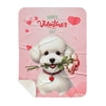 thumbnail image 1 of Happy Valentine's Day Bichon Frise holding flowers Cozy Sherpa Blanket Bichons Dog Lovers Gifts Idea Warm Soft Throw Blanket - 3005, 1 of 5