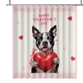 thumbnail image 1 of Happy Valentine's Day Boston Terrier Brings Love Heart Shower Curtain Gentleman Dog Lover Gifts Waterproof Bathroom Bathtub Curtain - 02028, 1 of 5