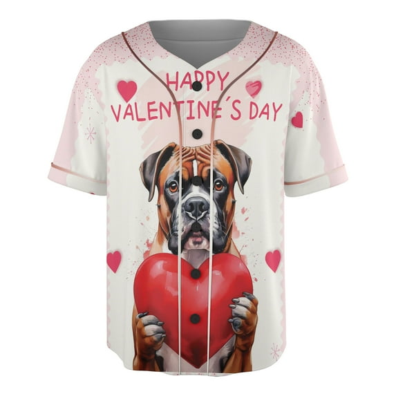 Happy Valentine's Day Boxer Brings Love Heart All Over Print 3D Baseball Shirt Boxers Dog Lover Gifts Idea Softball Sport - 02028