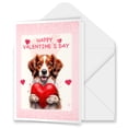thumbnail image 1 of Happy Valentine's Day Brittany Spaniel Brings Love Heart 5x7in Folded Greeting Card Brittany Dog Lover Gifts Idea Single Note Card with Envelope - 02028, 1 of 5