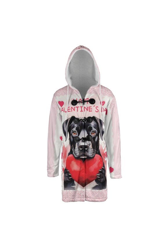 Happy Valentine's Day Cane Corso Brings Love Heart All Over Print 3D Hooded Duffle Toggle Coat Italian Mastiff Dog Lover Gifts Idea - 02028
