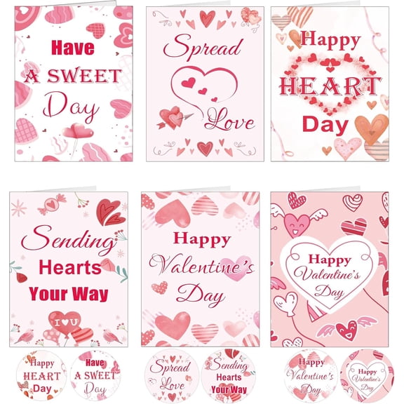 Happy Valentine's Day Cards 24 Pack Happy Heart Day Cards with Envelopes Valentine's Day Decorations Heart Card Heart Cards