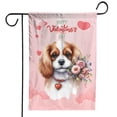 thumbnail image 1 of Happy Valentine's Day Cavalier King Charles Spaniel holding flowers Garden Flag 12x18in Double Sided Dog Lover Gifts Outdoor Decor - 3005, 1 of 5