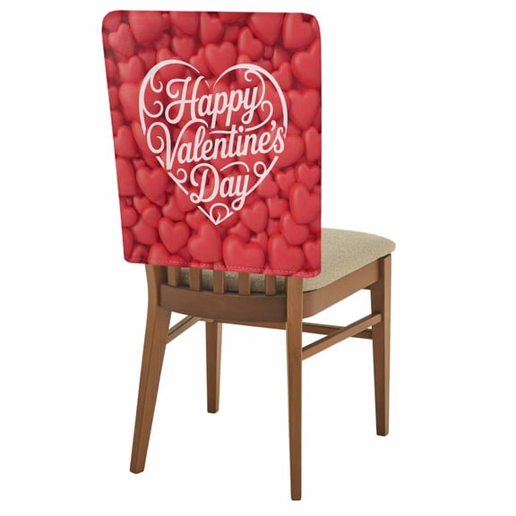 Happy Valentine's Day Chair Covers Set of 8 Romantic Red Love Heart Fantasy Letter Print Chair Back Covers Stretch Removable Washable Slipcovers Protector for Dining Room Kitchen Party Decor