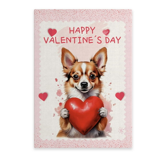 Happy Valentine's Day Chihuahua Brings Love Heart Vertical Matte Canvas Poster Dog Lover Gifts Idea Wall Art Home Decor - 02028