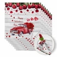 thumbnail image 1 of Happy Valentine's Day Cloth Napkins Set of 8 Red Love Car Roses Floral Wood Grain Soft Washable Square Dinner Napkins for Party Wedding Restaurant Hotel Cocktail 20x20 Inch, 1 of 9