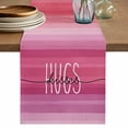 thumbnail image 1 of Happy Valentine's Day Cotton Linen Table Runner for Dining Kitchen, Valentines Pink Gradient Striped Wedding Outdoor Party Tablerunners, Dresser Scarf Coffee Tablecloth Runners 13x72 Inches, 1 of 8