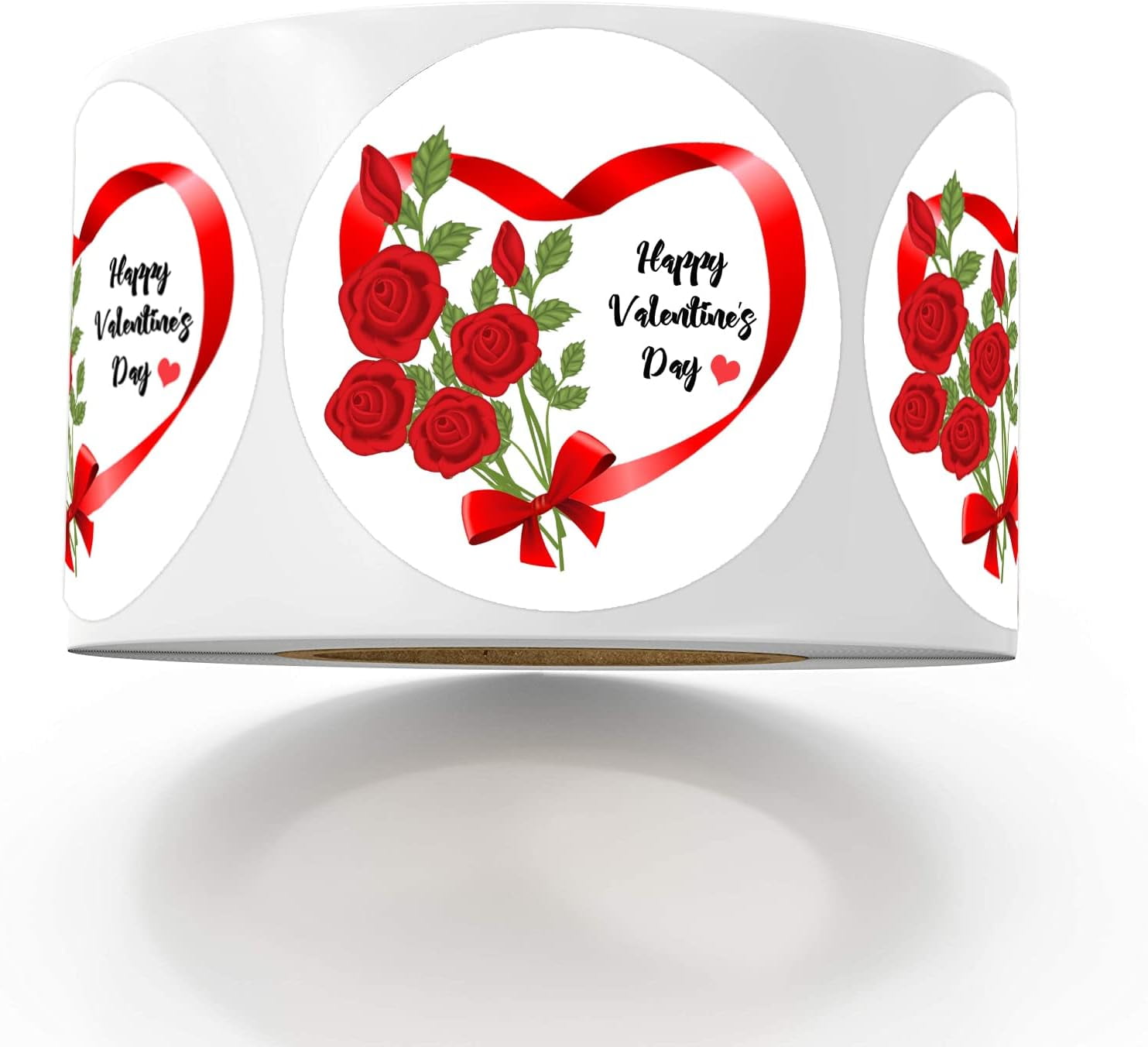 Happy Valentine's Day Decals Heart Red Rose Bouquet Sticker 2inch Valentine Decorative Party Favors Labels 500Pcs