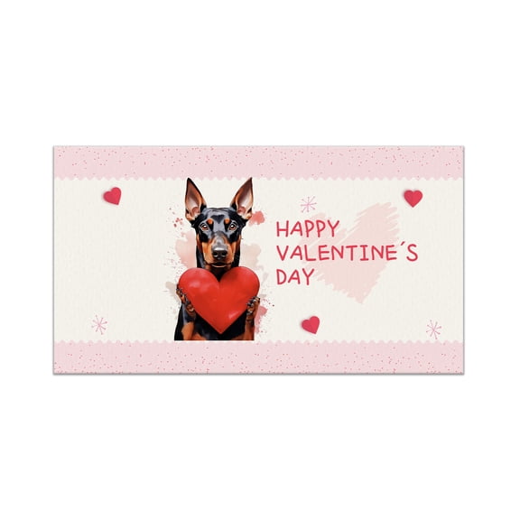 Happy Valentine's Day Doberman Pinscher Brings Love Heart Doormat Doberman Dog Lover Gifts Indoor Outdoor Welcome Mat - 02028